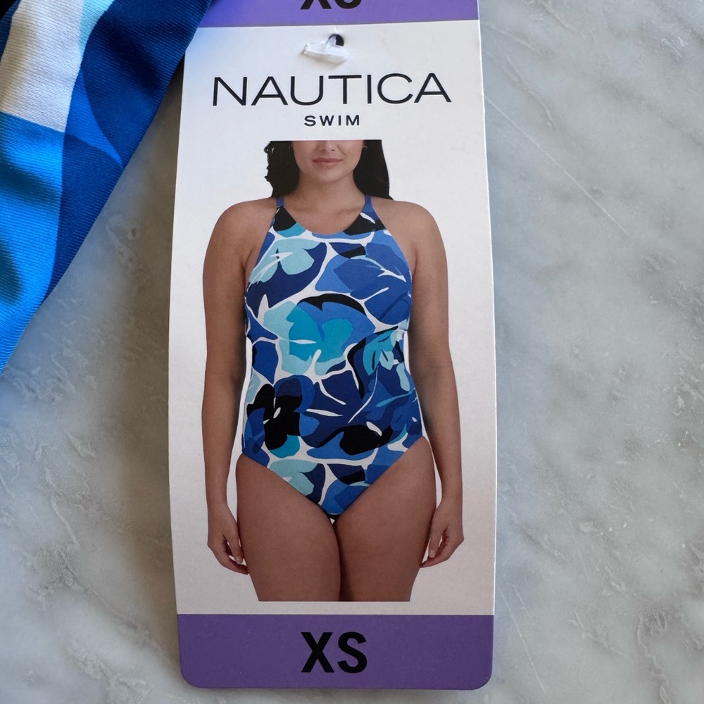 Nautica Women's Blue Floral Swimsuit